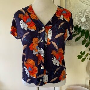 NWT Tahari 100% linen button front top size M